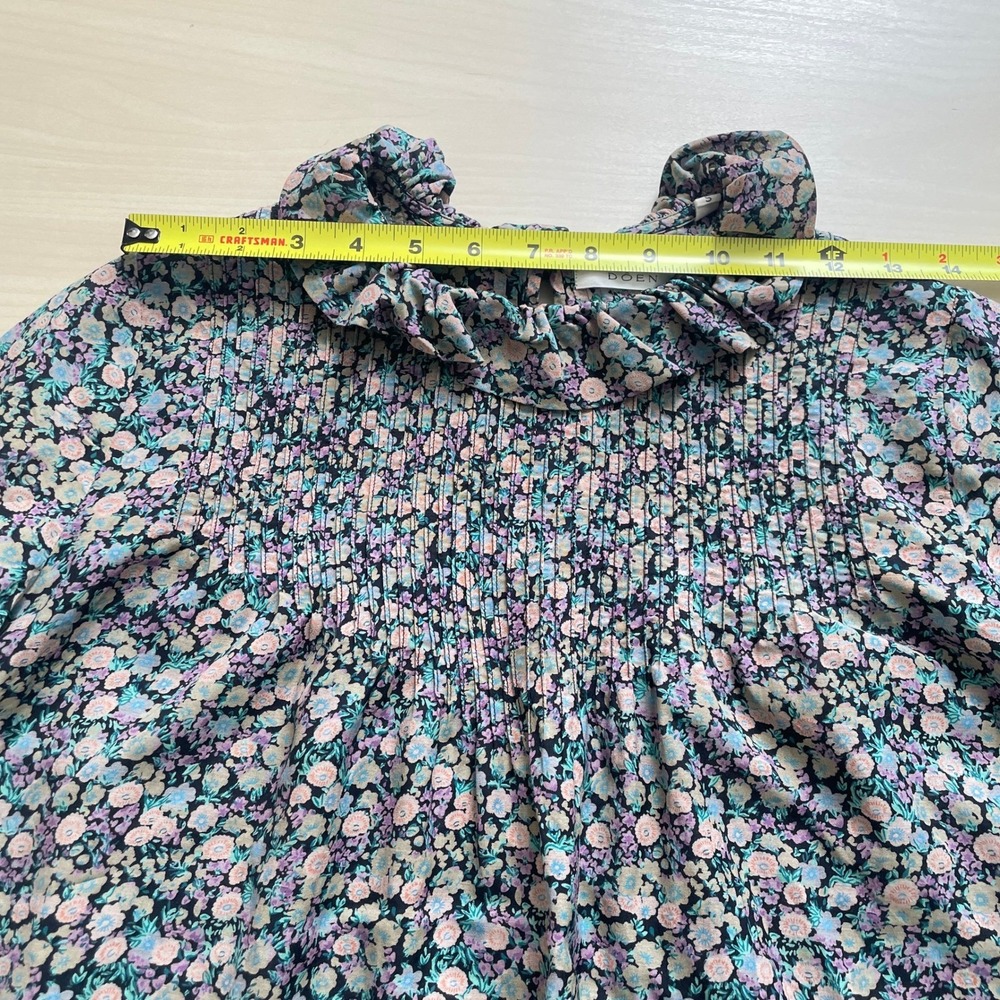 Doen Ruffle Neck Floral Multicolor Long Sleeve Blouse Size Small - Picture 7 of 12